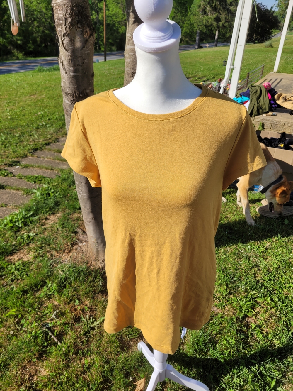 Preswick & Moore Mustard Yellow Short-Sleeve Tee | Size M | Cotton Spandex